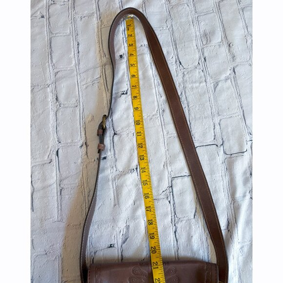 Patricia Nash Embossed Leather Cross Body Bag Tooled Forli Flap Vintage Brown - Picture 13 of 15